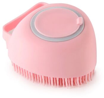 Hond Shampoo Borstel Kat Massage Kam Grooming Scrubber Borstel Voor Zwemmen Korte Haar Zachte Siliconen Rubber Borstels roze