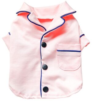 Hond Shirt Hond Kleren Katoen Franse Pyjama Geschikt Voor Kleine Middelgrote Hond Katten 2-Legged Knop Roze Pet pyjama XS