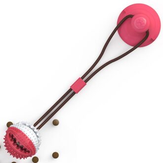 Hond Speelgoed Zuignap Sleepboot Interactieve Hond Bal Speelgoed Voor Pet Chew Bite Gebitsreiniging Tandenborstel Voeden Dierbenodigdheden PT028 A rood en wit