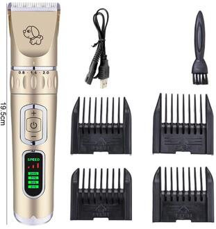 Hond Tondeuse Set Lcd Usb Opladen Geluidsarme Huisdier Kat Haar Trimmers Elektrische Oplaadbare Grooming Clippers Kit Voor Thuis huisdier goud