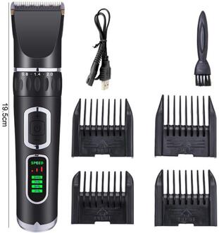 Hond Tondeuse Set Lcd Usb Opladen Geluidsarme Huisdier Kat Haar Trimmers Elektrische Oplaadbare Grooming Clippers Kit Voor Thuis huisdier zwart