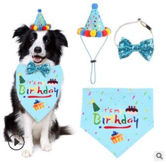 Hond Verjaardag Producten Drie Delige Set Zakdoek Sjaal Strikje Cap Feestartikelen Decoratie