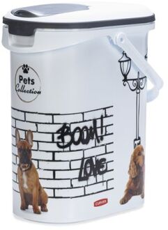Hond - Voercontainer - 19x30x35 cm - Wit - 10 L