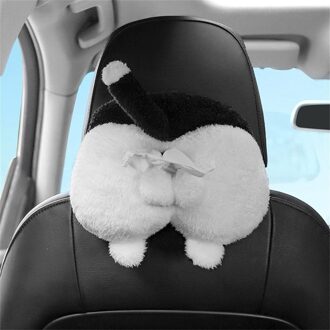Hond-Vormige Auto Tissue Doos Auto Tissue Box Auto Dual-Gebruik Opknoping Doos Set Tweeërlei Gebruik Cartoon papieren Handdoek Pompen Kartonnen Cover # BL5 zwart