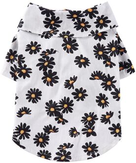 Hond Zomer Strand Vest Huisdier Katoen Bloemen Hawaiian Reizen Shirt Voor Kleine Grote Hond Chihuahua wit / S