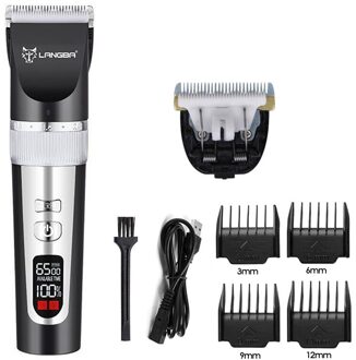 Honden Clipper Professionele Lcd-scherm Huisdier Kat Clippers Elektrische Grooming Trimmer Oplaadbare Kapsel Machine Add 1stk blade