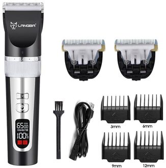 Honden Clipper Professionele Lcd-scherm Huisdier Kat Clippers Elektrische Grooming Trimmer Oplaadbare Kapsel Machine Add 2stk blade