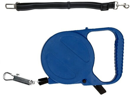Honden/dieren auto riem - polyester - incl. uitlaat riem - blauw - 3 meter