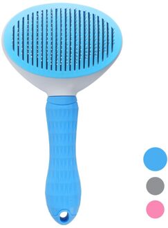Honden Haar Remover Borstel Huisdier Kat Grooming Brush Automatische Hond Kammen Huisdier Vlooien Kam Hond Vergieten Kam Kat Levert blauw