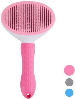 Honden Haar Remover Borstel Huisdier Kat Grooming Brush Automatische Hond Kammen Huisdier Vlooien Kam Hond Vergieten Kam Kat Levert roze