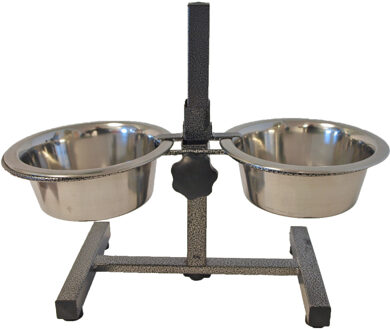 Honden/huisdieren voederbak en drinkbak - H standaard - 17 cm - RVS