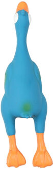 Honden speelgoed - kale geplukte latex eend - 24 cm - blauw