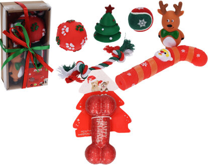 Honden speelgoed - set van 7x st speeltjes - kerstcadeau voor huisdieren