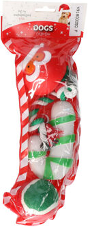 Honden speeltjes - 4x - in kerstsok verpakking - speelgoed - huisdieren - kerstcadeau hond Multi
