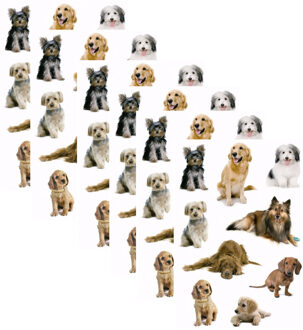 Honden stickers - 6x velletjes - hobbystickers hondjes - plakstickers