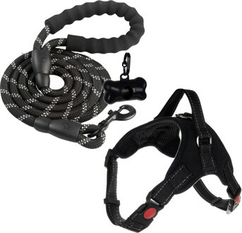 Honden trainingslijn met harnas - reflecterend - 5 meter - Maat M