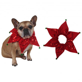 Honden verkleed kraag/halsband Kerst met belletjes Rood
