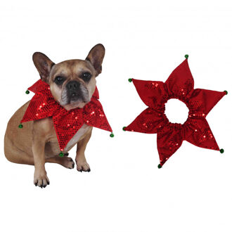 Honden verkleed kraag/halsband Kerst met belletjes - Verkleedattributen Rood