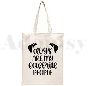 Honden Zijn Mijn Favoriete Mensen Toevallige Grappig Handtassen Schoudertassen Toevallige Winkelen Meisjes Handtas Vrouwen Elegante Canvas Tas