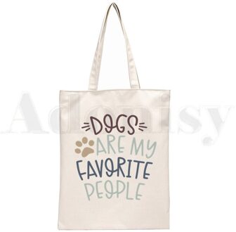 Honden Zijn Mijn Favoriete Mensen Toevallige Grappig Handtassen Schoudertassen Toevallige Winkelen Meisjes Handtas Vrouwen Elegante Canvas Tas