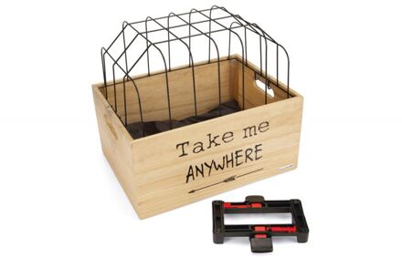 Hondenfietsmand tekst hout Beige