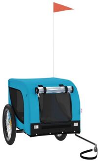 Hondenfietstrailer oxford stof en ijzer blauw en zwart