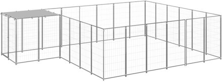 Hondenkennel 12,1 m² staal zilverkleurig Multikleur