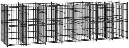 Hondenkennel 12,9 m² staal Zwart