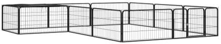 Hondenkennel 12 panelen 100x50 cm gepoedercoat staal zwart