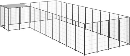 Hondenkennel 13,31 m² staal zwart Multikleur