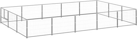 Hondenkennel 15 m² staal zilverkleurig