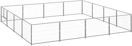 Hondenkennel 16 m² staal zilverkleurig