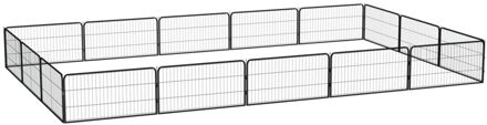 Hondenkennel 16 panelen 100x50 cm gepoedercoat staal zwart