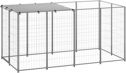 Hondenkennel 2,42 m² staal zilverkleurig Multikleur