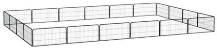 Hondenkennel 20 panelen 100x50 cm gepoedercoat staal zwart