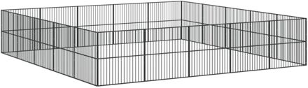 Hondenkennel 20 panelen gepoedercoat staal zwart