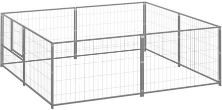 Hondenkennel 4 m² staal zilverkleurig