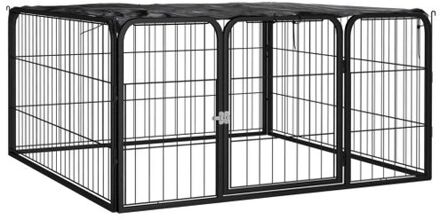 Hondenkennel 4 panelen 100x50 cm gepoedercoat staal zwart