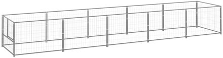 Hondenkennel 5 m² staal zilverkleurig