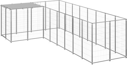 Hondenkennel 6,05 m² staal zilverkleurig Multikleur