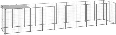 Hondenkennel 6,05 m² staal zilverkleurig Multikleur