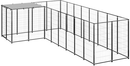 Hondenkennel 6,05 m² staal zwart Multikleur