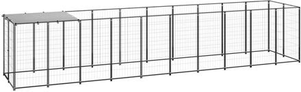 Hondenkennel 6,05 m² staal zwart Multikleur