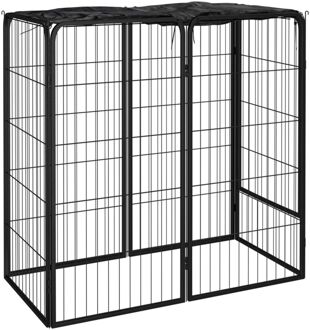 Hondenkennel 6 panelen 50 x 100 cm gepoedercoat staal zwart