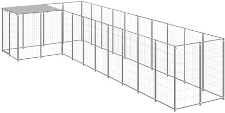 Hondenkennel 7,26 m² staal zilverkleurig Multikleur