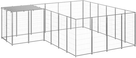 Hondenkennel 8,47 m² staal zilverkleurig Multikleur