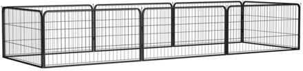 Hondenkennel 8 panelen 100x50 cm gepoedercoat staal zwart