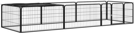 Hondenkennel 8 panelen 100x50 cm gepoedercoat staal zwart