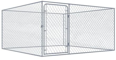 Hondenkennel voor buiten 2x2x1 m gegalvaniseerd staal Zilver