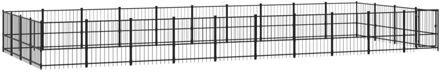 Hondenkennel voor buiten 37,64 m² staal Zwart